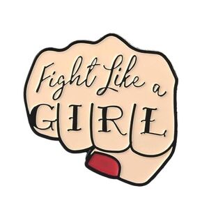 Fight Like A Girl Pin Brooch Fist Fashion Statement Accessory
